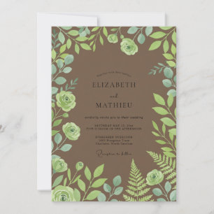 Braune Pistazien-Laub-Eukalyptus-Hochzeit Einladung