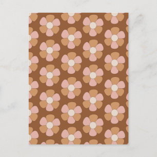 Braune Retro 70er Neutrale Blume Postkarte