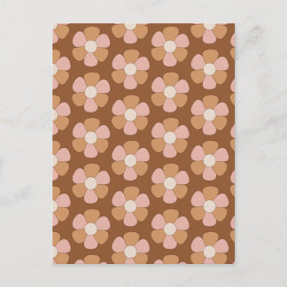 Braune Retro 70er neutrale Blumen Postkarte