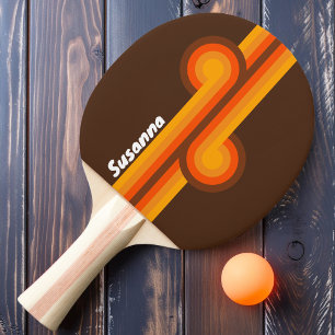 Braune Retro-Schleife mit Namen Tischtennis Schläger