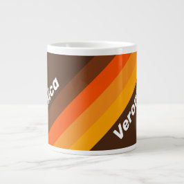 Braune Retro-Streifen mit Namen Jumbo-Tasse