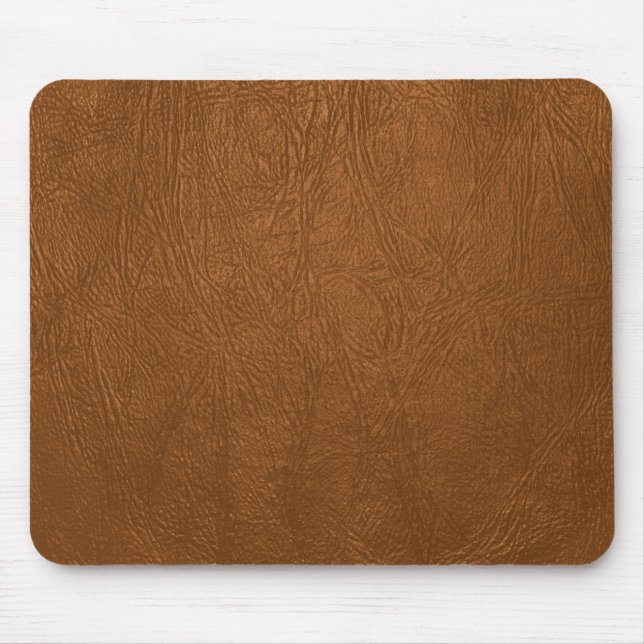 Braune Rindsleder-Ledertextur-Optik Mousepad (Vorne)