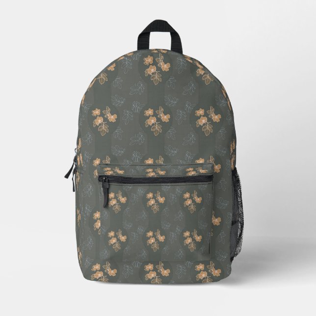 Braune Rose auf grauem Hintergrund Bedruckter Rucksack (Vorderseite)