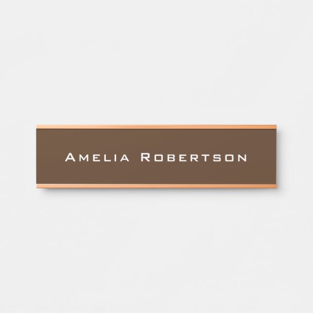Braune Rose Gold Farbe Trendy Moderne Beruflich Türschild (Vorderseite )