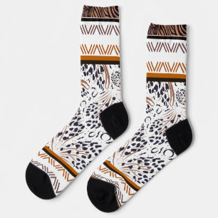 Braune, roste, schwarze Tierdruckgrafiken Socken