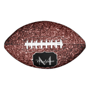 Braune rote Imitate Glitzer Funkeln Monogramm-Name Football