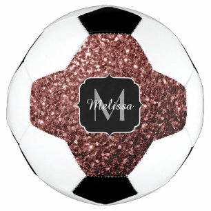 Braune rote Imitate Glitzer Funkeln Monogramm-Name Fußball