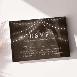 Braune Rustikale Baumsaitenleuchten Hochzeit RSVP Karte