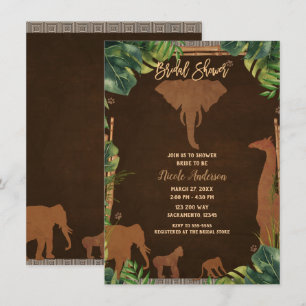Braune Safari-Dschungel-Zoo-Tiere-Bridal-Shower Einladung