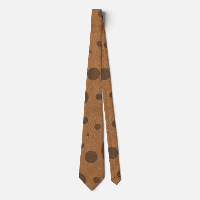 Braune Scattered Spots auf Tan Leder Textur Krawatte (Vorderseite)