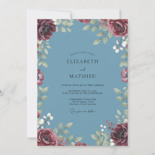 Braune Schiefer-Beeren-Hochzeit Einladung