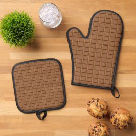 Braune Schokoladenplatte gemustert Ofenhandschuh & Topflappen-Set