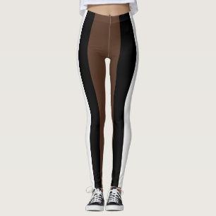 Braune, schwarz-weiße Streifen Leggings