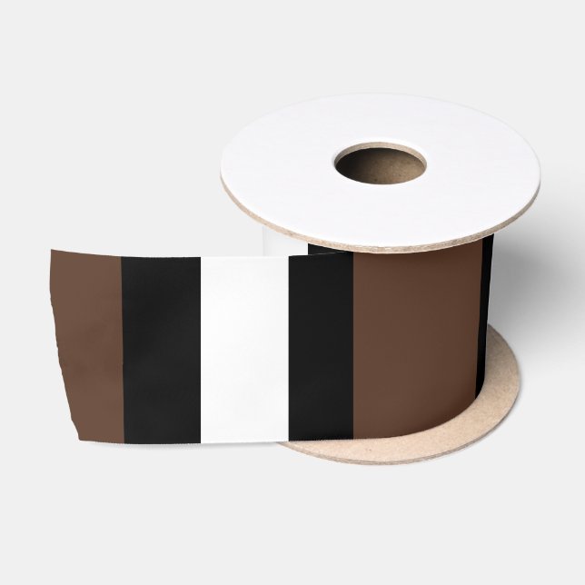 Braune, schwarz-weiße Streifen Satinband (Spule)