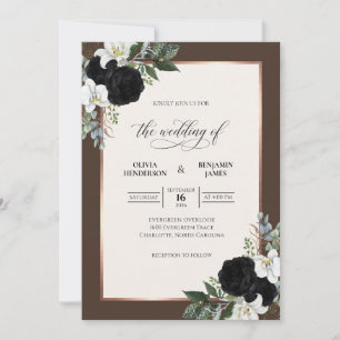 Braune Schwarze Rosen Hochzeit Einladung