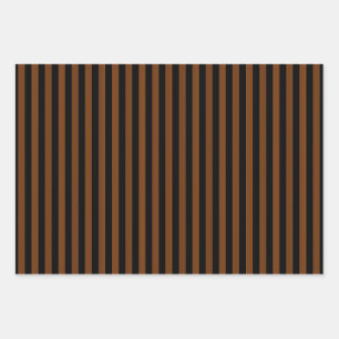 Braune schwarze Streifen Nahtloses Muster Geschenkpapier Set