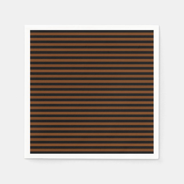 Braune schwarze Streifen Nahtloses Muster Serviette (Vorderseite)