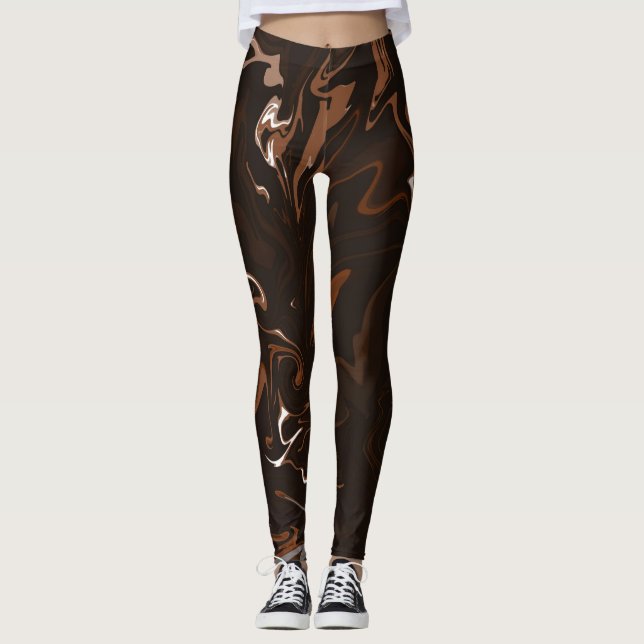 Braune, schwarze und graue Wirbel Leggings (Vorderseite)