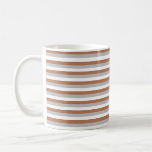 Braune, silberne und weiße Streifen Kaffeetasse