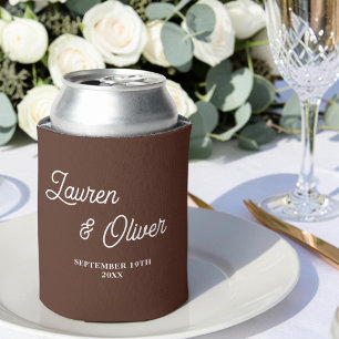 Braune Skript Minimalistische Hochzeit Dosenkühler