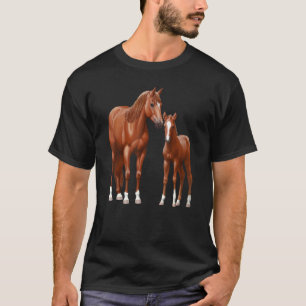 Braune Sorrel Quarter Horse Stute & süßes Fohlen 1 T-Shirt
