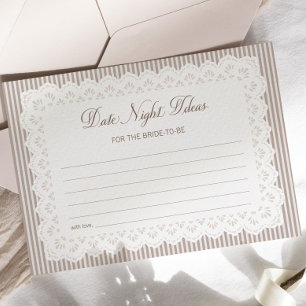 Braune Spitze Brautparty Date Night Ideen Karte