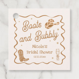 Braune Stiefel und Bubby-Brautparty Geschenkanhänger