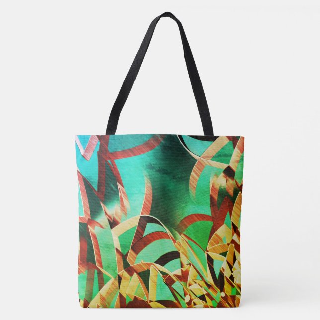 Braune Streifen über grün oder aquamarine Tasche (Vorderseite)