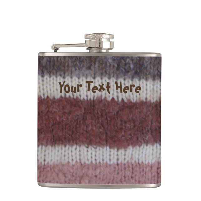 braune Stripteppiche Vintages Design Flachmann (Vorderseite)