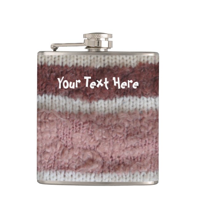 braune Stripteppiche Vintages Design Flachmann (Vorderseite)