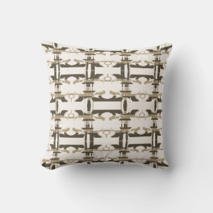 Braune Taupe-Reihen auf weißem senkrechten Design Kissen