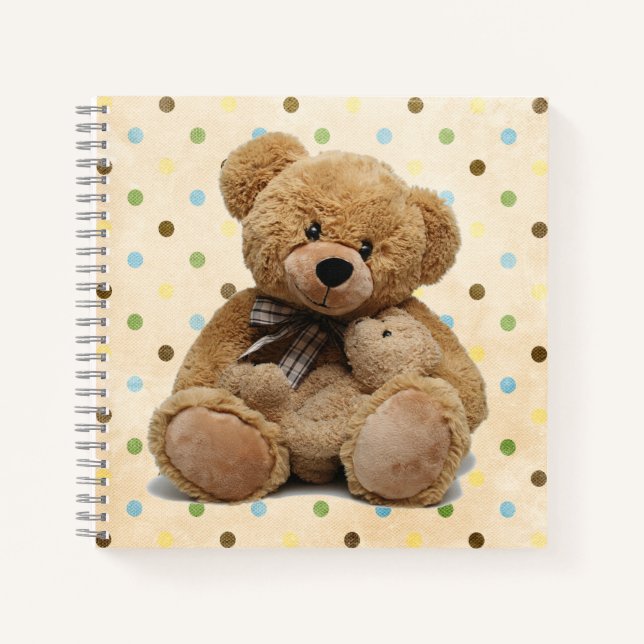 Braune Teddy-Bären auf Polka-Punkten Notizbuch (Vorderseite)