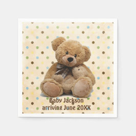 Braune Teddy-Bären auf Polka-Punkten Serviette