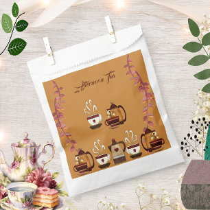 Braune Teekanne aus Erde und Lehm Nachmittagsteege Geschenktütchen