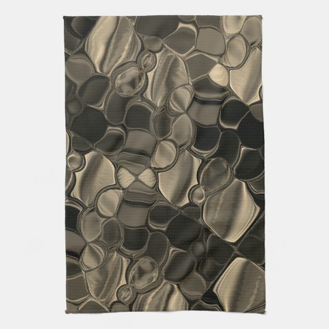 Braune Teile, Kreise und abgerundete Formen Geschirrtuch (Vertikal)