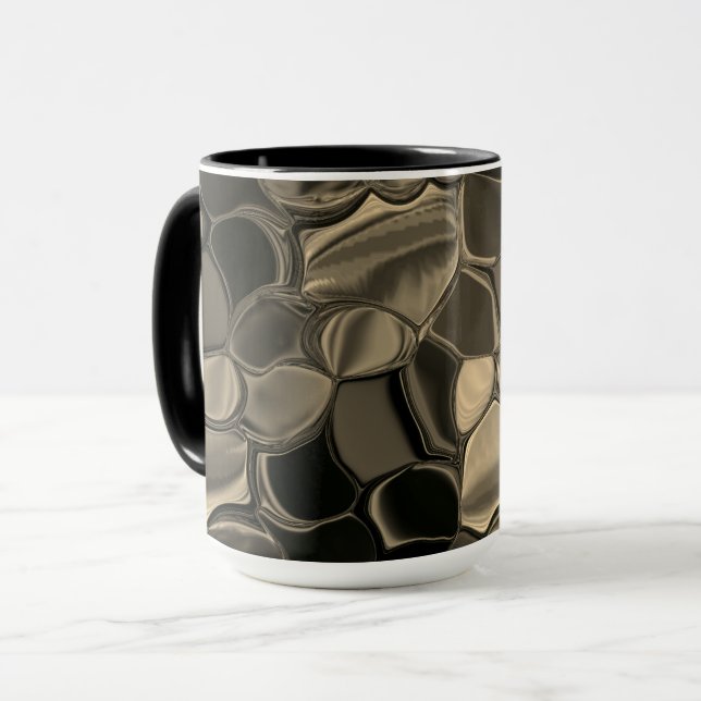 Braune Teile, Kreise und abgerundete Formen Tasse (Vorderseite Links)