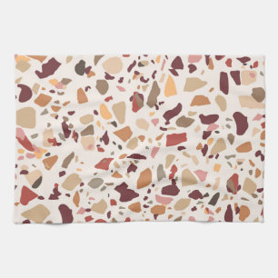 Braune Terrazzo: Vintages, trendiges Muster. Geschirrtuch
