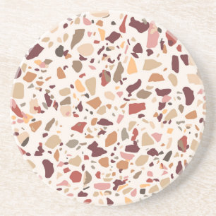 Braune Terrazzo: Vintages, trendiges Muster. Getränkeuntersetzer