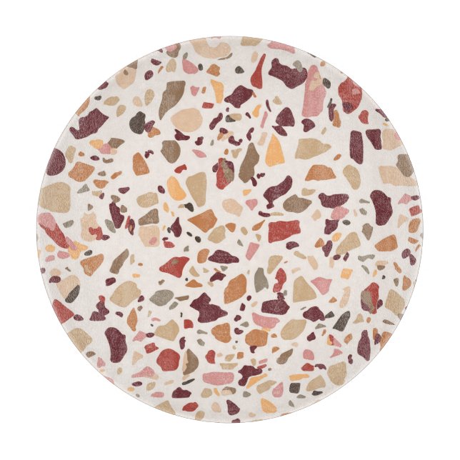 Braune Terrazzo: Vintages, trendiges Muster. Schneidebrett (Vorderseite)