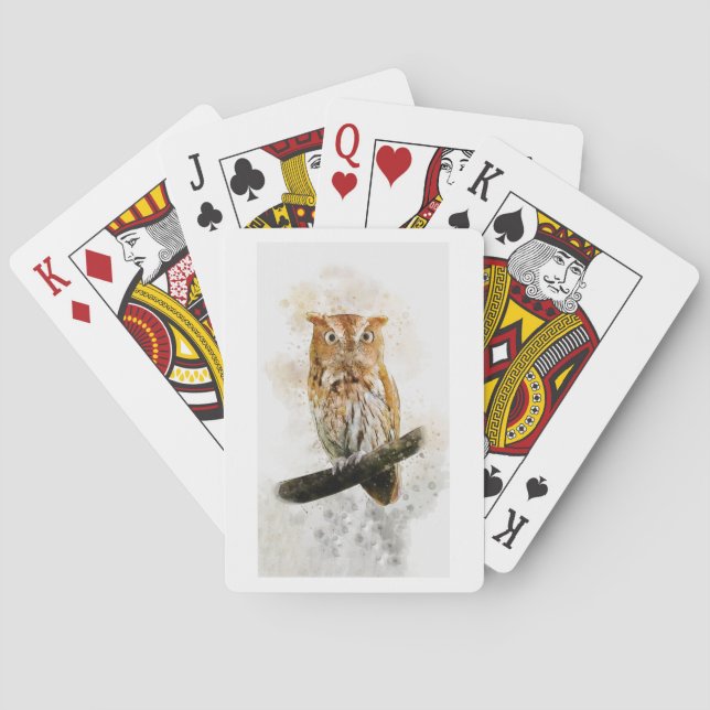 Braune Uhus Spielkarten (Rückseite)