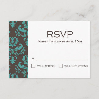 Braune und Aquamarine UAWG mit Blumendach RSVP Karte