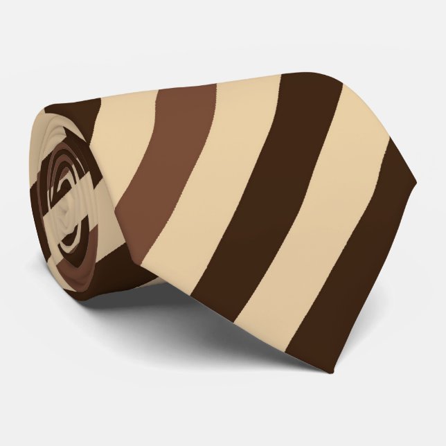 Braune und beige Diagonale Streifen Krawatte (Gerollt)
