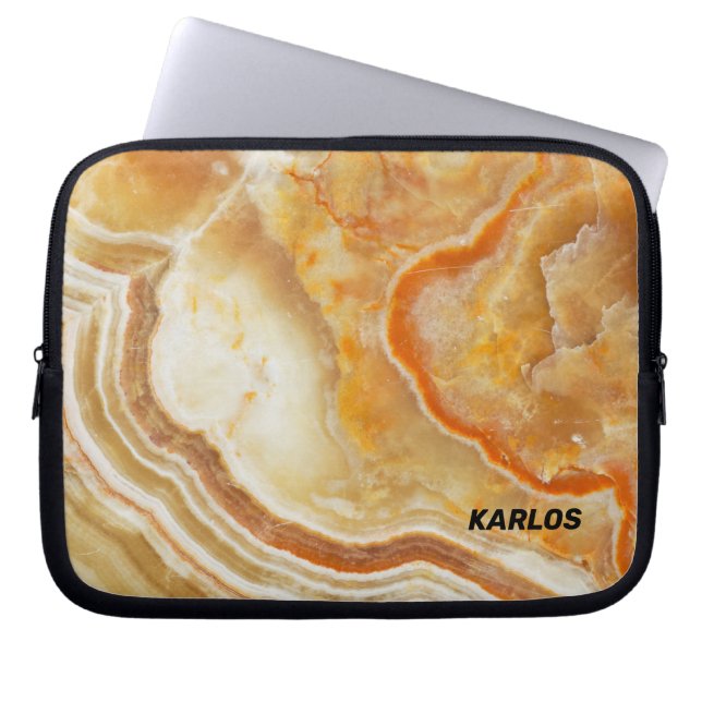 Braune und beige Marmortextur drucken Laptopschutzhülle (Vorderseite)