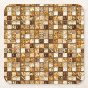 Braune und beige Mosaikfliesenwand Rechteckiger Pappuntersetzer