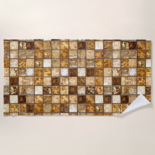 Braune und beige Mosaikfliesenwand Strandtuch