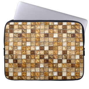 Braune und beige Mosaiksteinwand Laptopschutzhülle