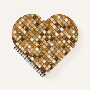 Braune und beige Mosaiksteinwand Notizbuch