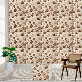 Braune und beige Paw Print Pattern Tile Fliese