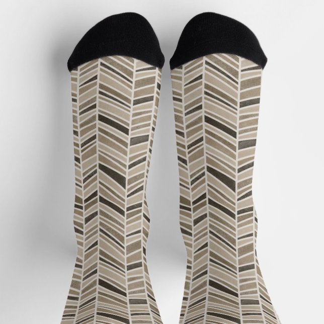 Braune und beige Wasserfarben Socken (Oben)