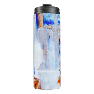 Braune und blaue Flüssig-Malerei Thermosbecher